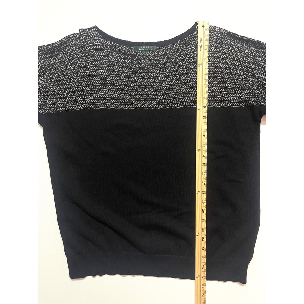 Lauren Ralph Lauren Black Chevron Colorblock Knit Top 1X Professional Classy - Picture 15 of 16